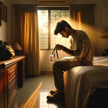 Simon gets ready for a new day
