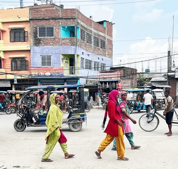 Three women walking