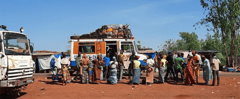 small bus loading people in africa