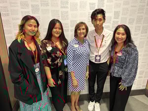 Chon-chon and Chingmi with Trudy Cathy, the daughter of the founder of Chick-fil-a.