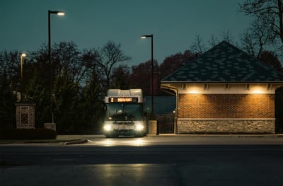 bus station at dawn