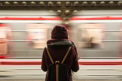 girl by moving train