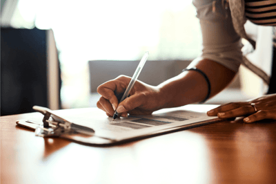 Girl taking notes