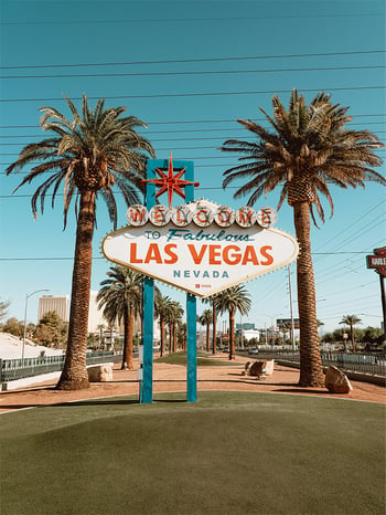 Las Vegas Nevada welcome sign with palm trees