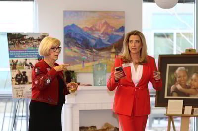 Mayor Stephanie Piko at art exhibit event to fight human trafficking