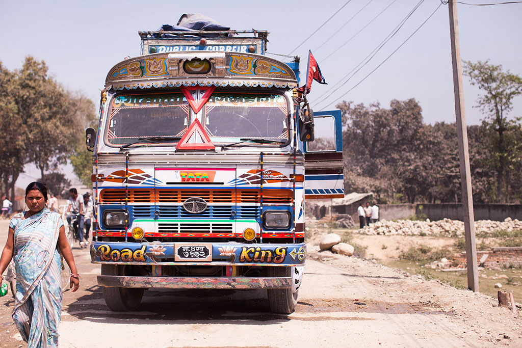 colorful bus on road