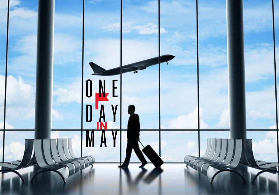 Man walking through airport